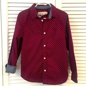 Boys H&M Button Down Shirt - Maroon With Dots 7-8Y